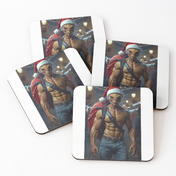 Item preview, Muscular Christmas Alien – Santa Gift Bag Space Holiday Art designed and sold by Art-NestEG.