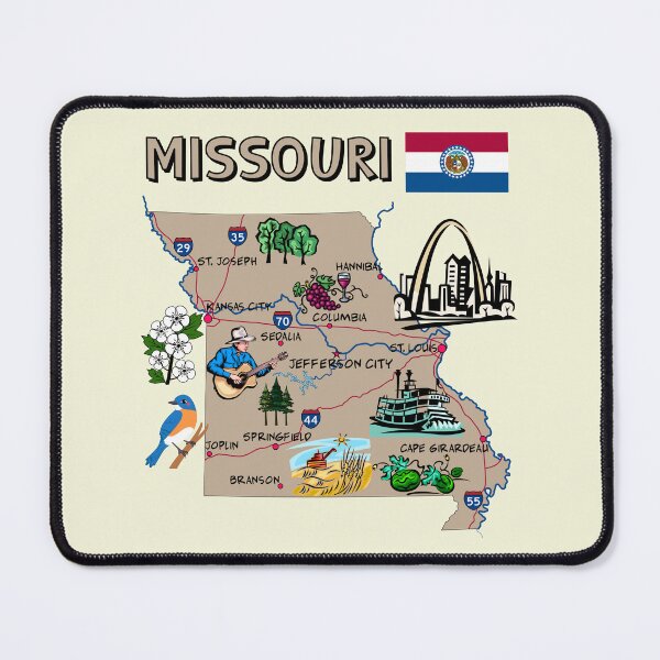 Item preview, Missouri State Landmarks, The Show-Me State Map Art designed and sold by mashmosh.
