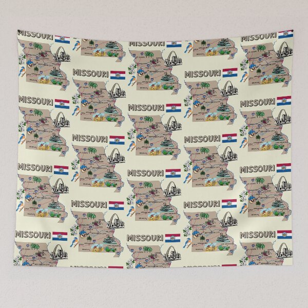 Item preview, Missouri State Landmarks, The Show-Me State Map Art designed and sold by mashmosh.