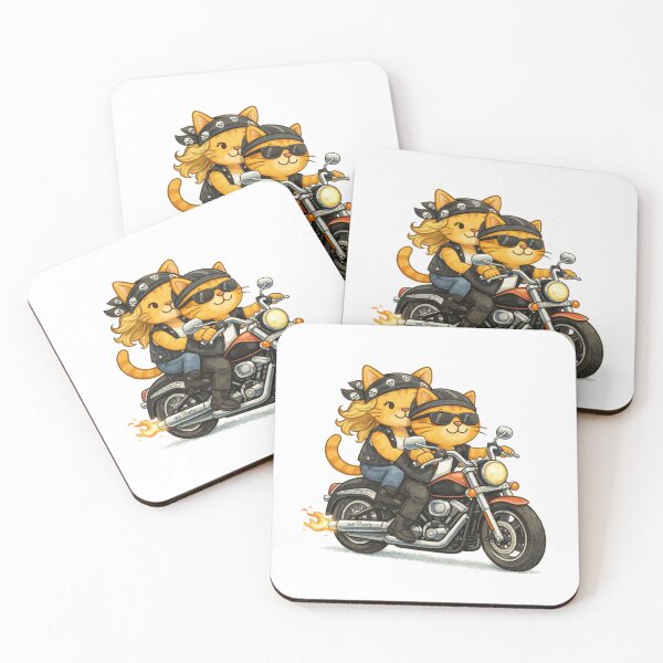 Item preview, Biker Cat Couple Cruising Together designed and sold by WeLoveCatss.