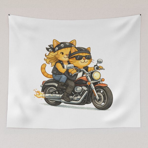 Item preview, Biker Cat Couple Cruising Together designed and sold by WeLoveCatss.