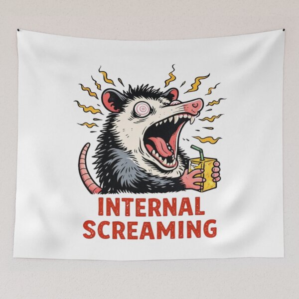 Item preview, Internal Screaming Opossum - Funny Chaos Meme designed and sold by JakubDesigns89.
