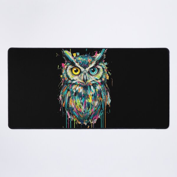 Item preview, Electric Gaze Owl – Color-Dripped Abstract Wildlife Art designed and sold by doodledat.