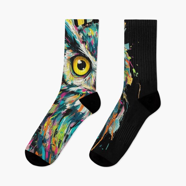 Item preview, Electric Gaze Owl – Color-Dripped Abstract Wildlife Art designed and sold by doodledat.