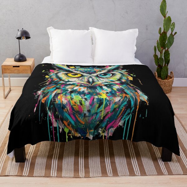 Item preview, Electric Gaze Owl – Color-Dripped Abstract Wildlife Art designed and sold by doodledat.