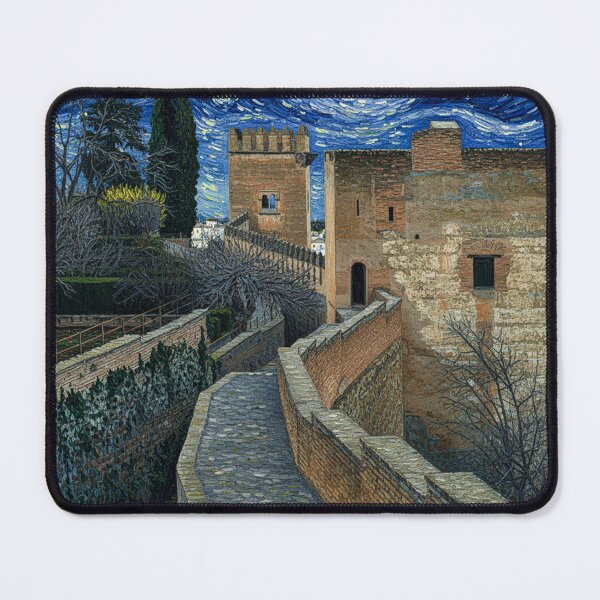 Item preview, Walls and towers of the Alhambra in the style of Van Gogh designed and sold by KukiLdeGuevara.