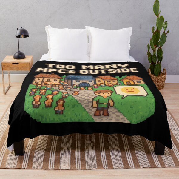 Item preview, Too Many NPCs Outside – Introvert Retro Pixel Game Humor designed and sold by SidTastic .