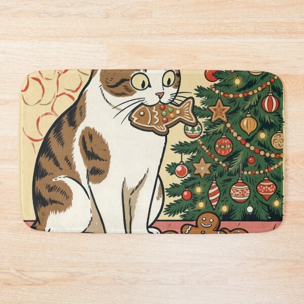 Item preview, Funny Christmas Cat with Gingerbread Cookies designed and sold by Gourmet Neko Art | .