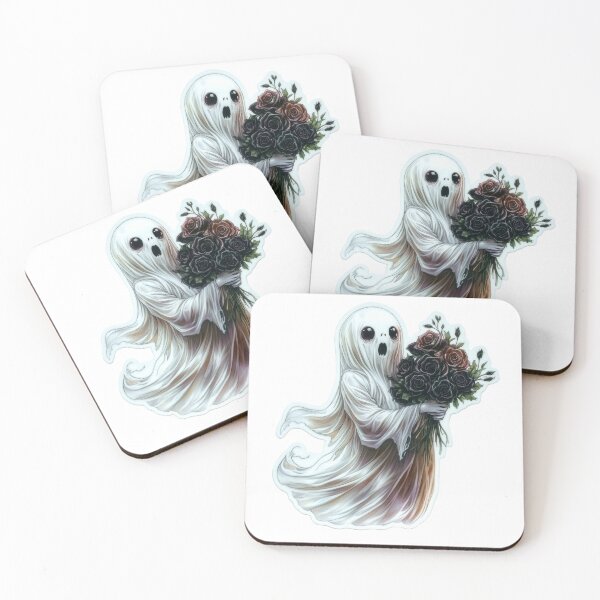 Item preview, Watercolor Whimsigoth Ghost Black Roses Sticker designed and sold by ArtGD.