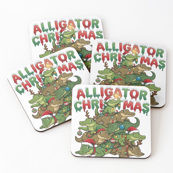 Item preview, Gator Christmas Tree Pile Funny Holiday Art designed and sold by NovaDoodle Art Studio.
