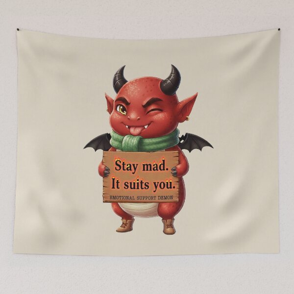 Item preview, Emotional Support Demon - Beige - Funny Animals Gift ideas designed and sold by InkyGenies.