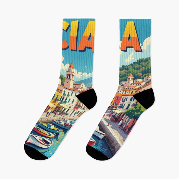 Item preview, Sciacca, Sicily, Italy: Vintage-Style Painterly Travel Poster designed and sold by LSVart.
