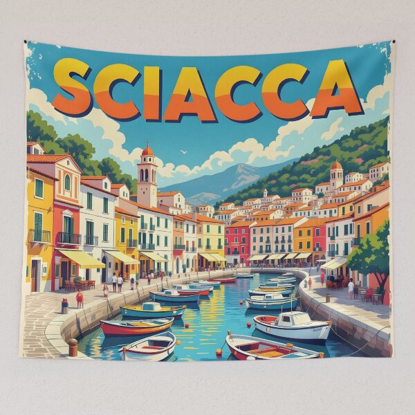 Item preview, Sciacca, Sicily, Italy: Vintage-Style Painterly Travel Poster designed and sold by LSVart.