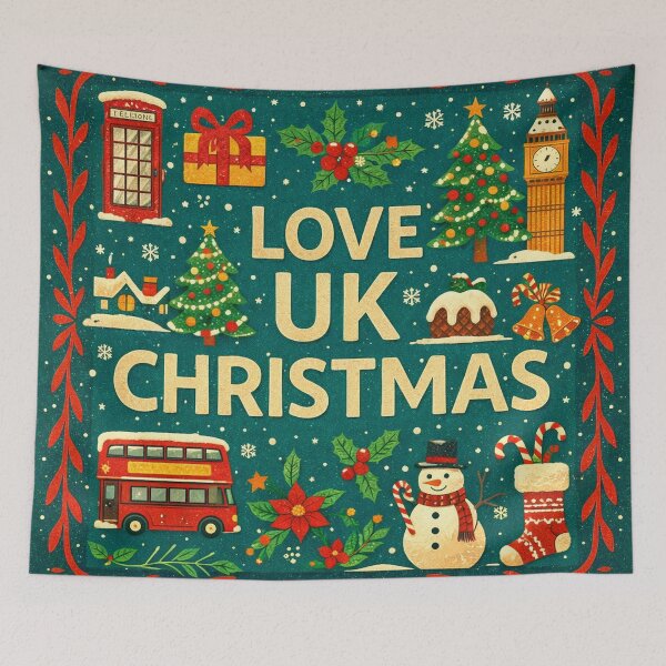 Item preview, Love UK Christmas – Festive British Folk Illustration designed and sold by Okmanoo.