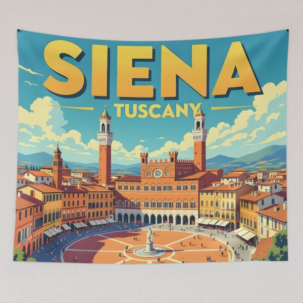 Item preview, Siena, Tuscany, Italy: Vintage-Style Painterly Travel Poster designed and sold by LSVart.