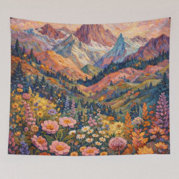 Item preview, Wildflower Mountain Glow Print designed and sold by SezzyDesigns.
