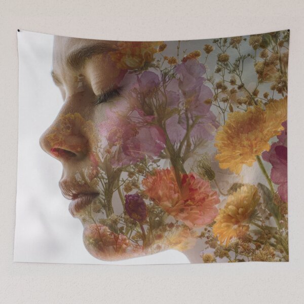 Item preview, Woman enjoys the beauty of flowers designed and sold by anytka.