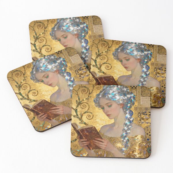 Item preview, Mercury Woman Reading beautiful Art Nouveau Gustav Klimt stylish art designed and sold by Vintage Designs +.