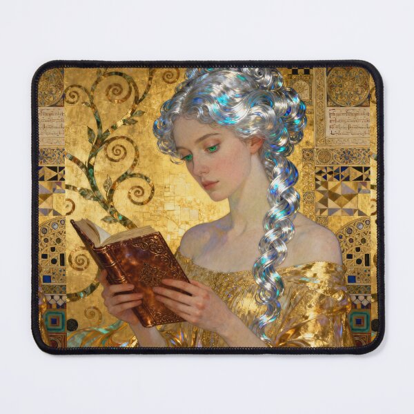 Item preview, Mercury Woman Reading beautiful Art Nouveau Gustav Klimt stylish art designed and sold by Vintage Designs +.