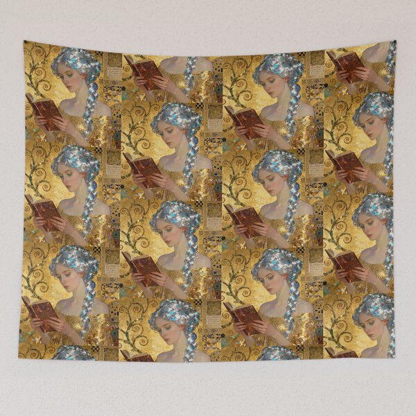 Item preview, Mercury Woman Reading beautiful Art Nouveau Gustav Klimt stylish art designed and sold by Vintage Designs +.