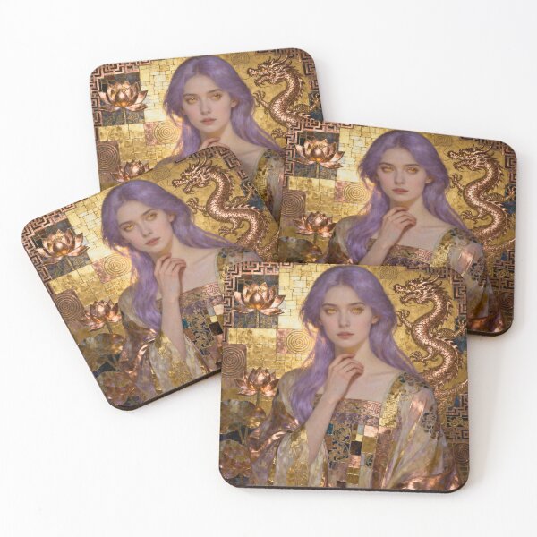 Item preview, Lavender Dragon beautiful Art Nouveau Gustav Klimt stylish art designed and sold by Vintage Designs +.