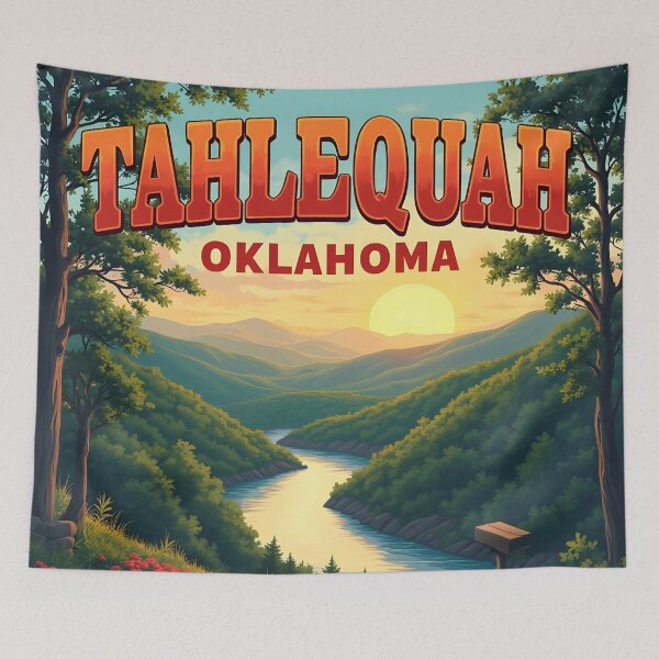 Item preview, Tahlequah, Oklahoma, USA: Vintage-Style Painterly Travel Poster designed and sold by LSVart.