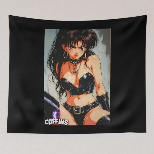 Item preview, 90s Retro Anime Rocker Girl Leather Aesthetic designed and sold by CoffinsArt.