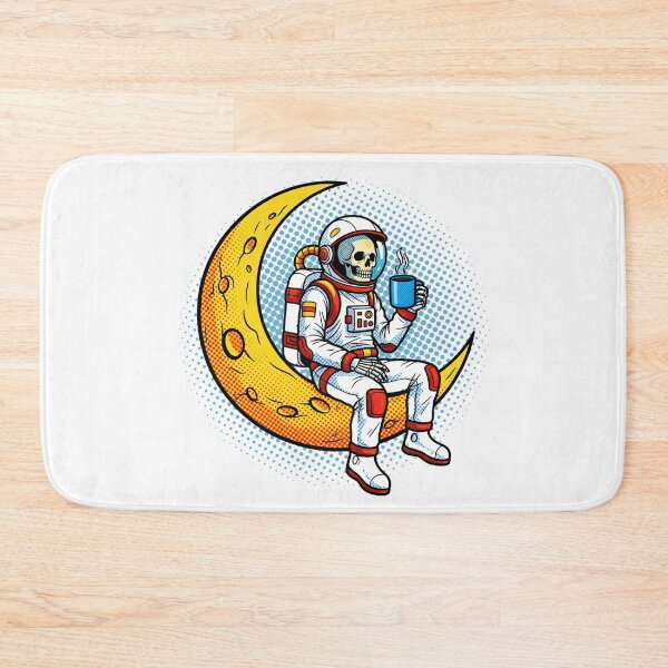 Item preview, Retro Skeleton Astronaut Drinking Coffee on Moon - Pop Art Style designed and sold by Design_Your_Day.
