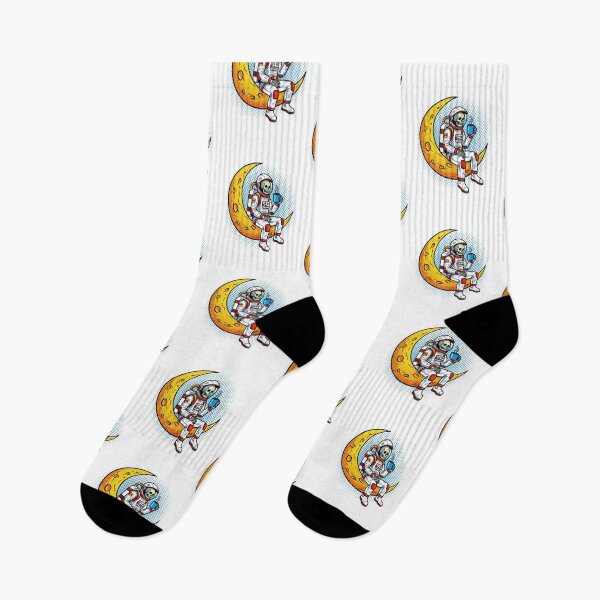 Item preview, Retro Skeleton Astronaut Drinking Coffee on Moon - Pop Art Style designed and sold by Design_Your_Day.