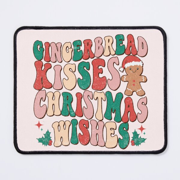 Item preview, Gingerbread Kisses & Christmas Wishes – Retro Holiday Typography designed and sold by Randomundi.