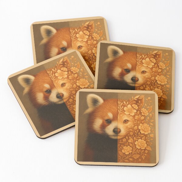 Item preview,  Red Panda – Dual Essence Floral Spirit Transformation Wildlife Art designed and sold by GeoWild Designs.