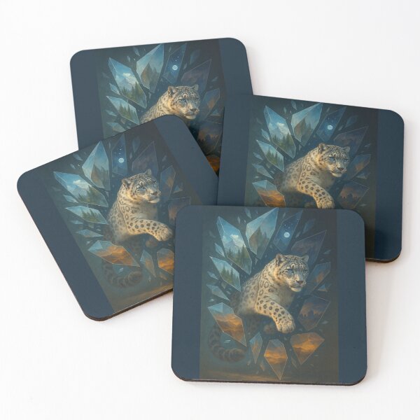 Item preview, Snow Leopard – Fractured Crystal Realms Across Worlds Wildlife Art designed and sold by GeoWild Designs.
