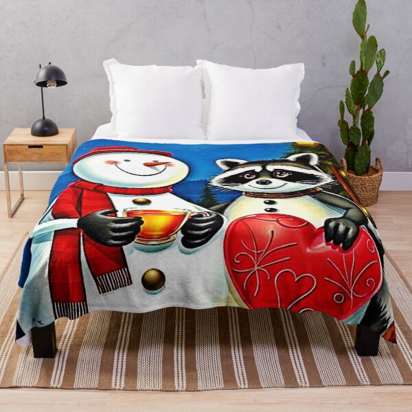 Item preview, Winter Friends: Snowman & Raccoon Joy Design designed and sold by Health And Fitness Posts e-Store.