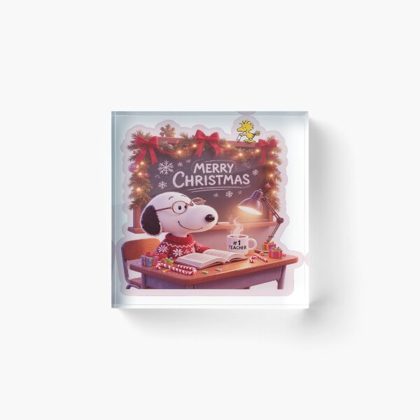 Item preview, Snoopy Christmas Teacher Sticker: Cozy High-Quality Modern Holiday Illustration Design designed and sold by ARTCREATESHOP.