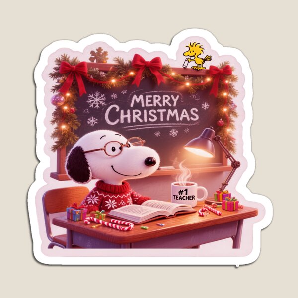 Item preview, Snoopy Christmas Teacher Sticker: Cozy High-Quality Modern Holiday Illustration Design designed and sold by ARTCREATESHOP.