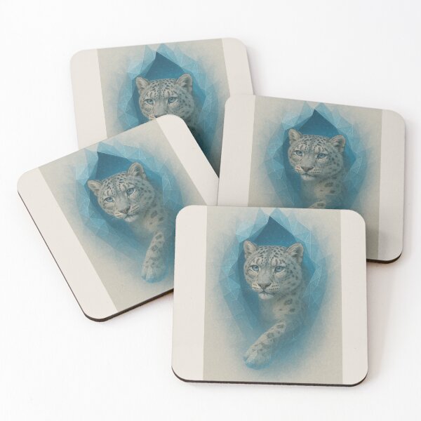 Item preview, Snow Leopard – Dimensional Fold Frosted Geometric Spirit Wildlife Art designed and sold by GeoWild Designs.
