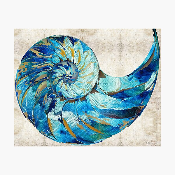 Item preview, Tropical Blue Art - Nautilus Shell Bleu 2 - Sharon Cummings Artist designed and sold by Sharon Cummings Art.