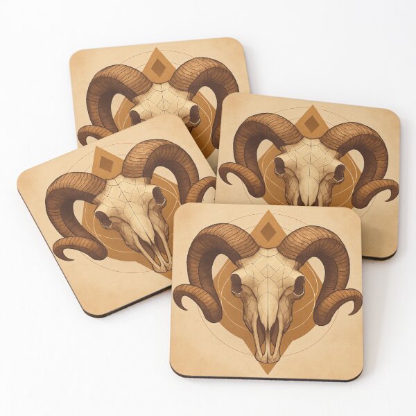Item preview, Ram Skull – Sacred Geometry Horned Fossil Art designed and sold by GeoWild Designs.