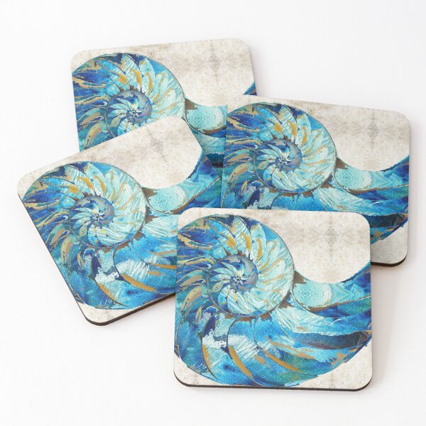 Item preview, Tropical Blue Art - Nautilus Shell Bleu 2 - Sharon Cummings Artist designed and sold by Sharon Cummings Art.
