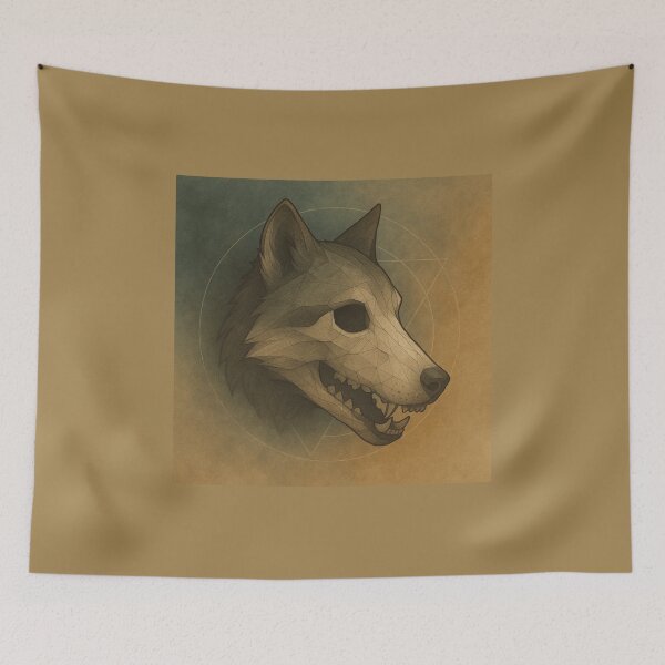 Item preview, Wolf Skull – Geometric Spirit Fossil Portrait Art designed and sold by GeoWild Designs.