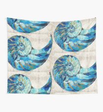 Tropische blaue Kunst - Nautilus Shell Bleu 2 - Sharon Cummings Künstler Wandbehang