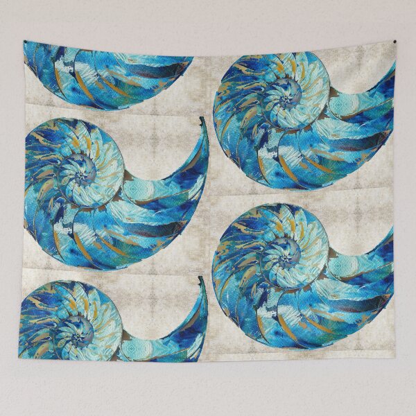 Item preview, Tropical Blue Art - Nautilus Shell Bleu 2 - Sharon Cummings Artist designed and sold by Sharon Cummings Art.