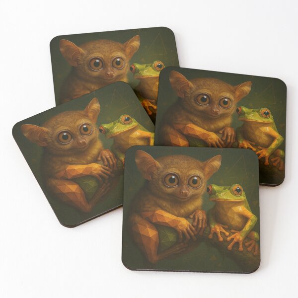 Item preview, GeoWild Tarsier & Tree Frog – Geometric Jungle Duo Wildlife Art designed and sold by GeoWild Designs.