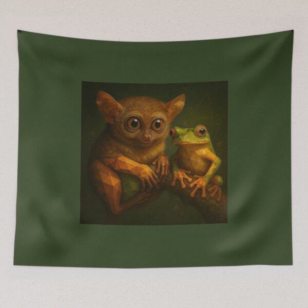 Item preview, GeoWild Tarsier & Tree Frog – Geometric Jungle Duo Wildlife Art designed and sold by GeoWild Designs.