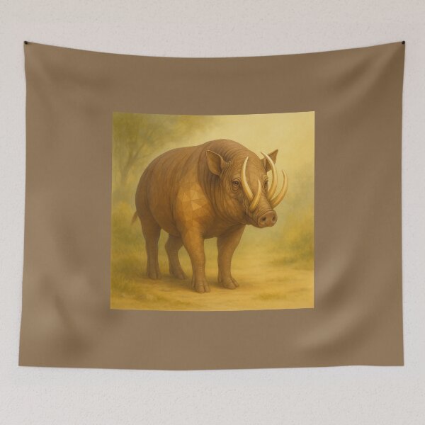 Item preview, Babirusa – Four-Tusk Forest Boar Geometric Wildlife Art designed and sold by GeoWild Designs.