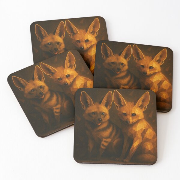 Item preview, Aardwolf Pair – Geometric African Wildlife Art designed and sold by GeoWild Designs.