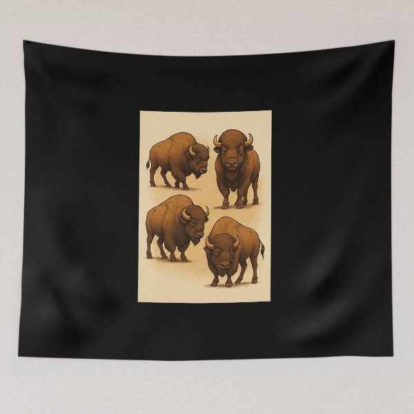 Item preview, Bison – Vintage Hand-Drawn Wildlife Illustration Art designed and sold by GeoWild Designs.