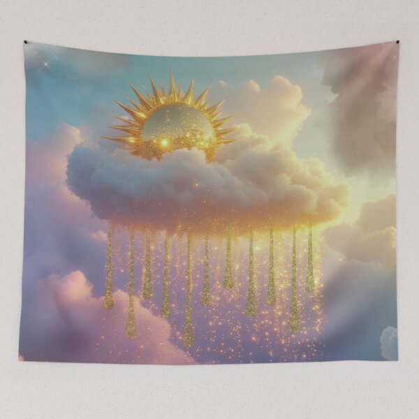 Aperçu de l'œuvre Soleil scintillant au-dessus de nuages duveteux créée et vendue par Tau Tia L Douglass.