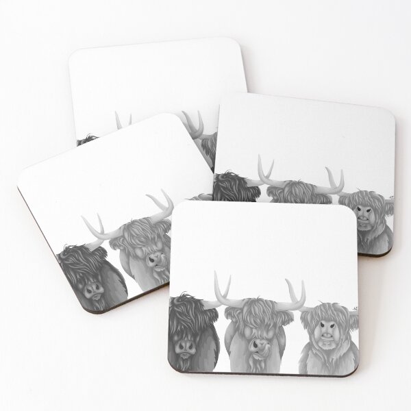 Item preview, Black and White Highland Cows designed and sold by smoothfoxill.