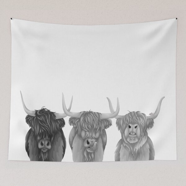 Item preview, Black and White Highland Cows designed and sold by smoothfoxill.